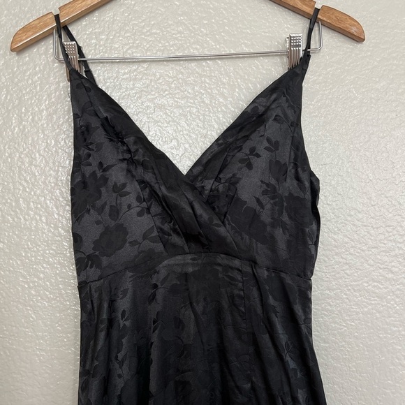 Forever Exquisite Black Satin Surplice Maxi Dress - Picture 4 of 8